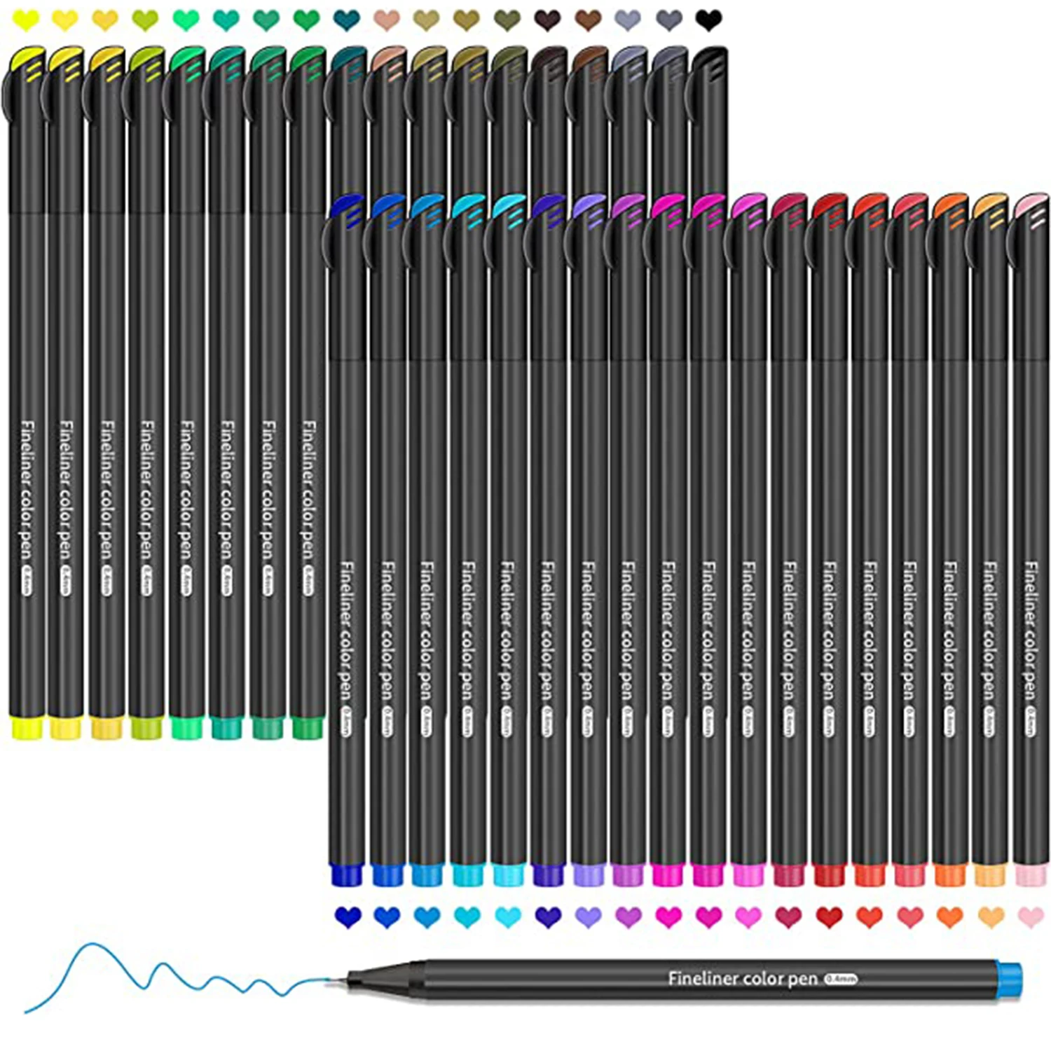 Комплект дръжки за тънка очна линия 36 цвята маркери за списания, дръжка 0,4 мм, микрон, малки очна линия, маркер за рисуване, художествени маркери, ученически пособия