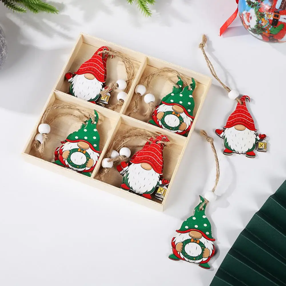 Подвесное украса под формата на коледен елф, Очарователен коледни дървени висящи украшения, набор от 12 безлични бижута във формата на джуджета за Коледа