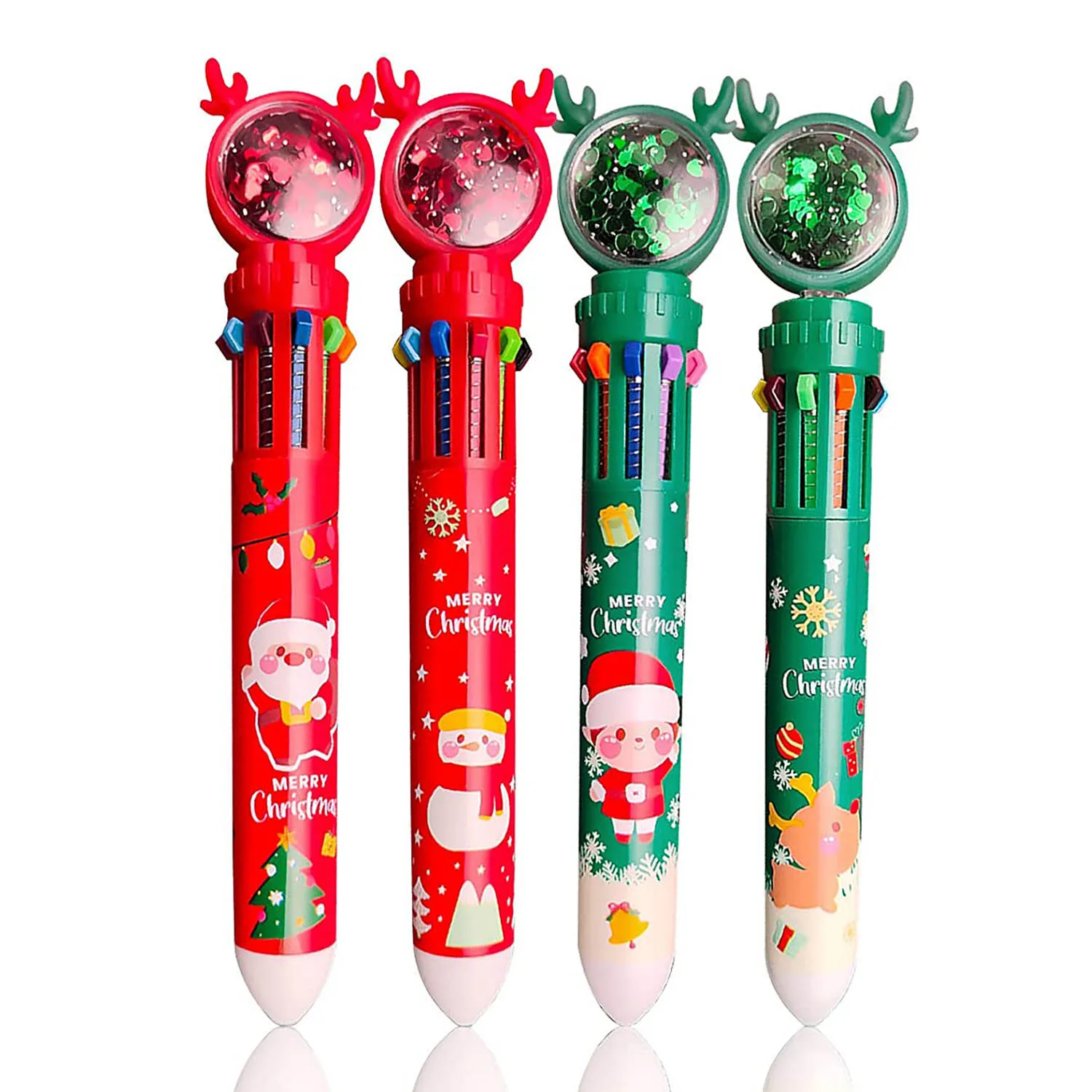 10 Коледни Цветове на Химикалки, Прибиращ се Химикалка писалка Притискателния Тип, 1 бр. Многоцветен Маркер, Коледни Подаръци