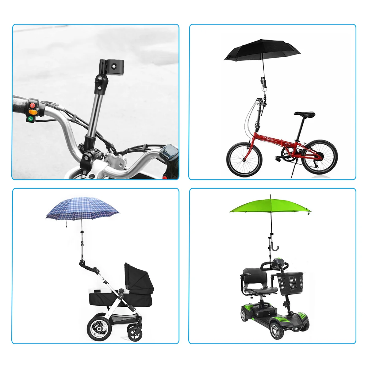 OUNONA Поставка за чадър Регулируеми Външни притежателя чадър за наем на Електрическа количка-каталка (черен)