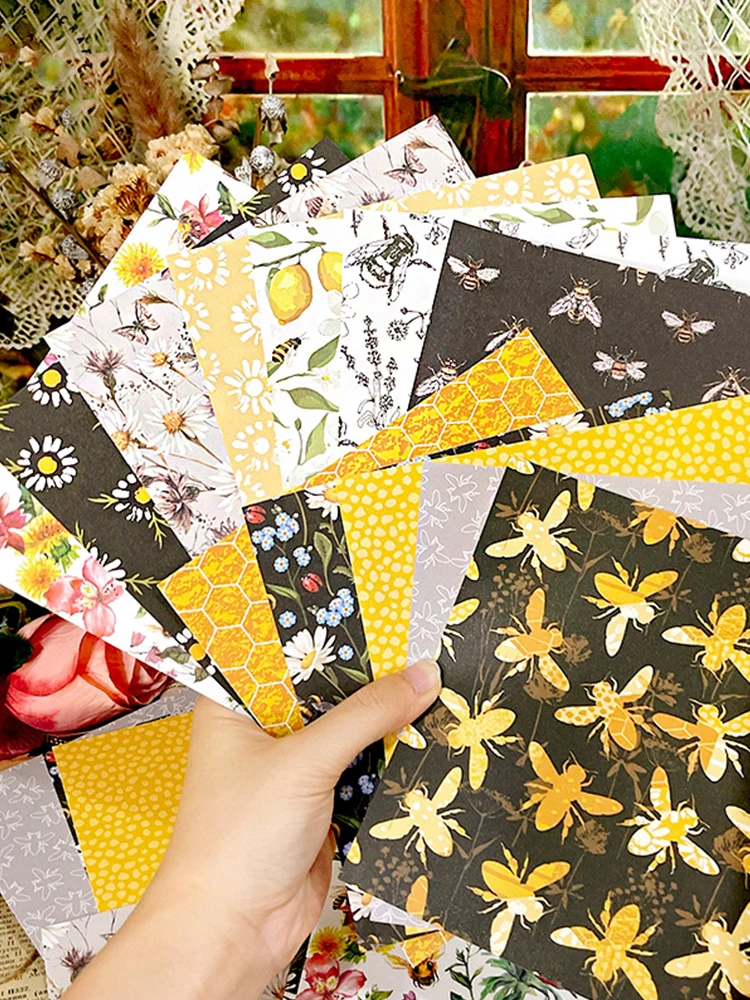 48 Листа Мастило албум за албуми, Изготвяне на хартиен носител на пощенски картички, Оригами Бележник за покани писма Цвете Пчела опаковъчна хартия Занаят Едностранно
