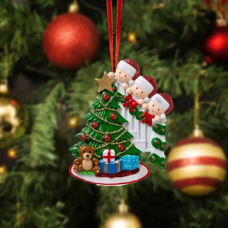 Коледна украса Семейна Коледна окачване Семейно Име от смола, Благословляющее Коледна елха, Окачване с орнаменти, Семейство около Елхата