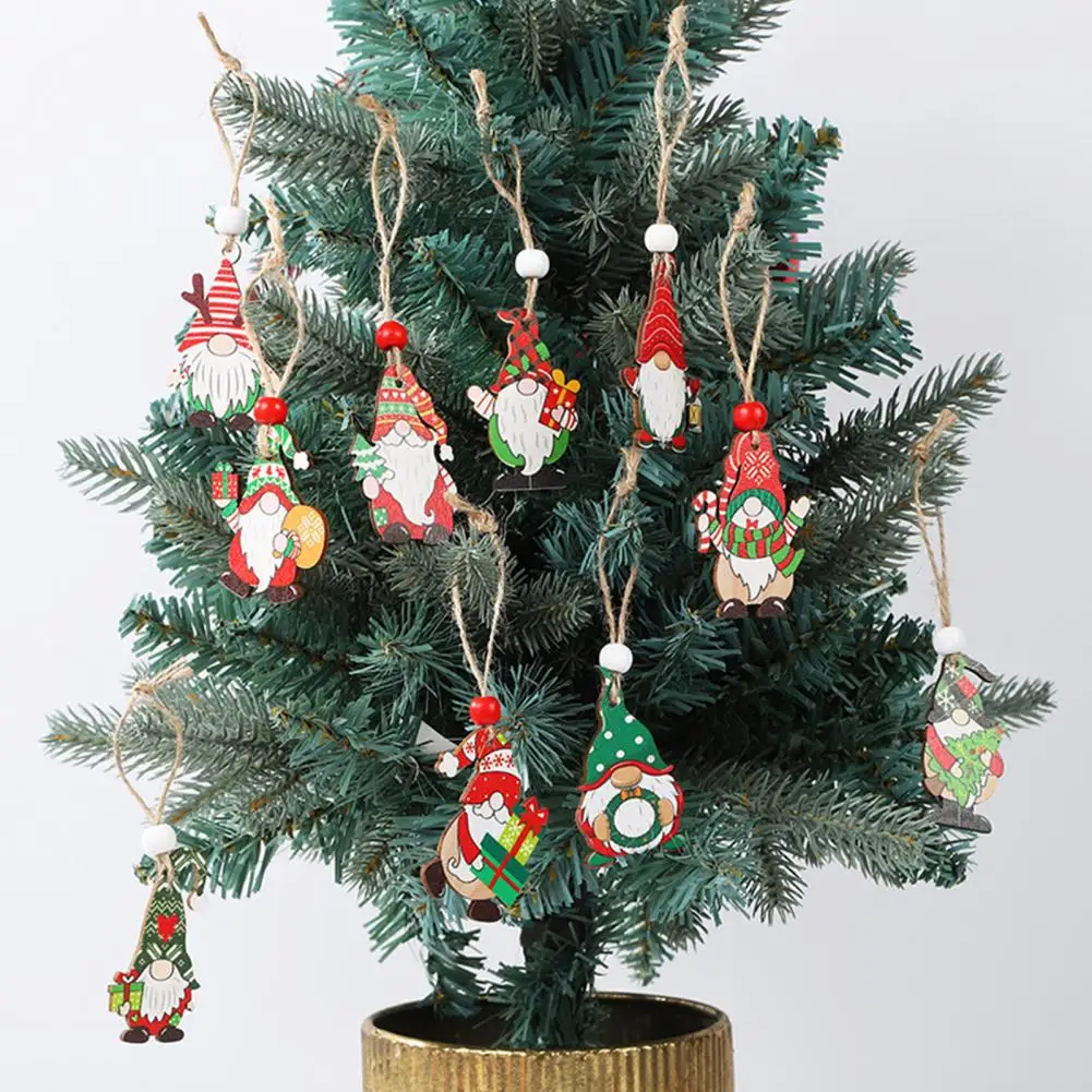 Подвесное украса под формата на коледен елф, Очарователен коледни дървени висящи украшения, набор от 12 безлични бижута във формата на джуджета за Коледа