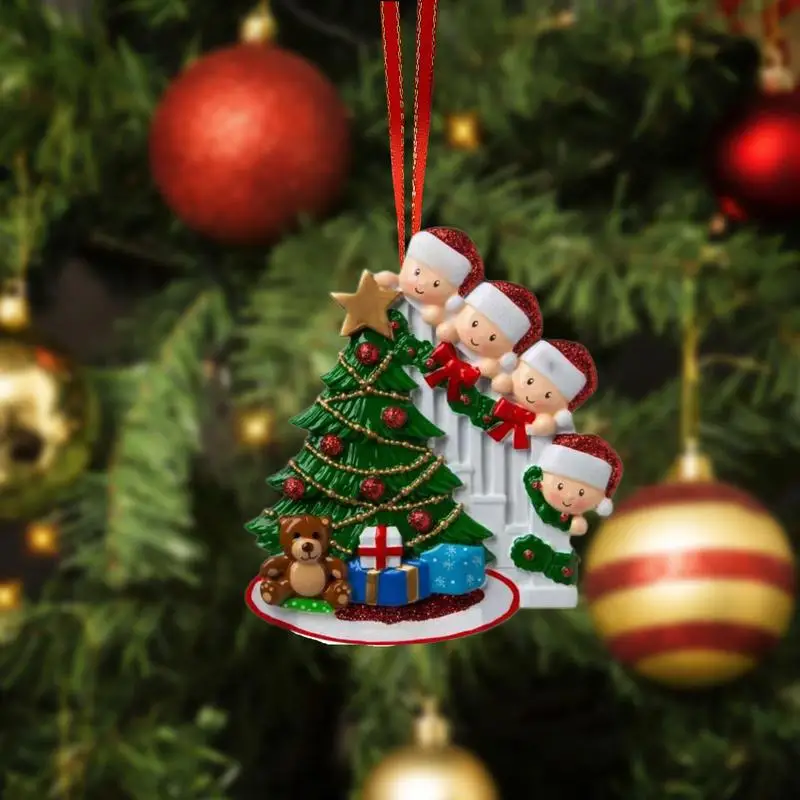 Коледна украса Семейна Коледна окачване Семейно Име от смола, Благословляющее Коледна елха, Окачване с орнаменти, Семейство около Елхата