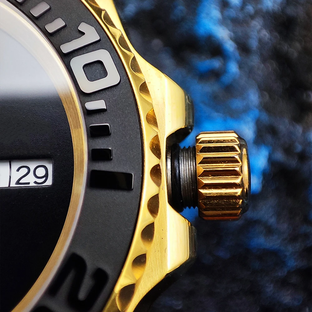Луксозни златни Съвсем нови Мъжки часовници 40 мм Автоматични механични часовници С сапфирено стъкло Водоустойчив