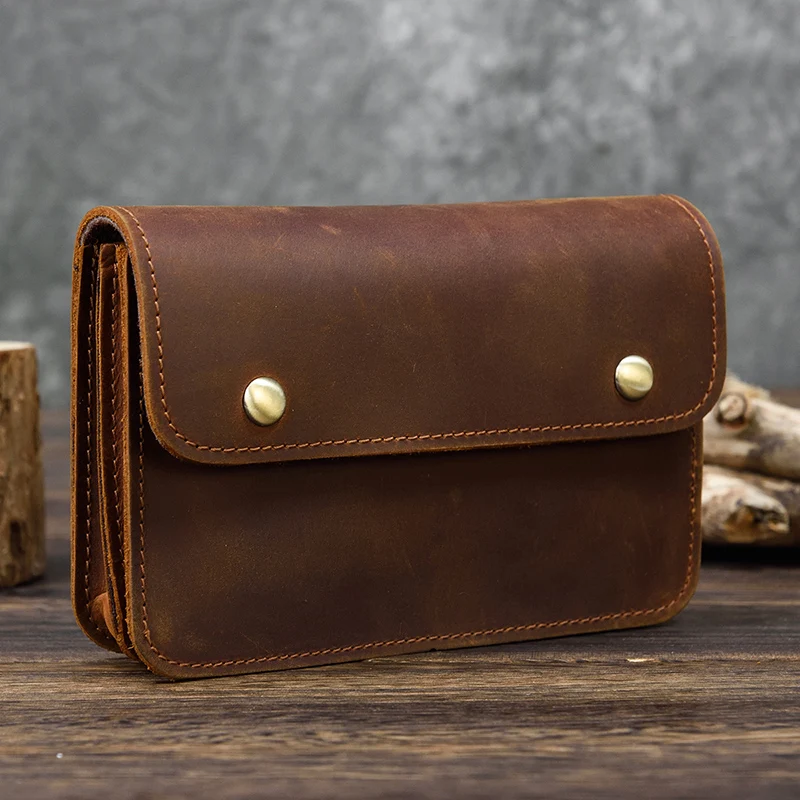 Модерен клатч от естествена кожа, чантата за мъже и жени, Реколта клатчи в ретро стил, в чантата си в ръка, на талията, с двойна употреба