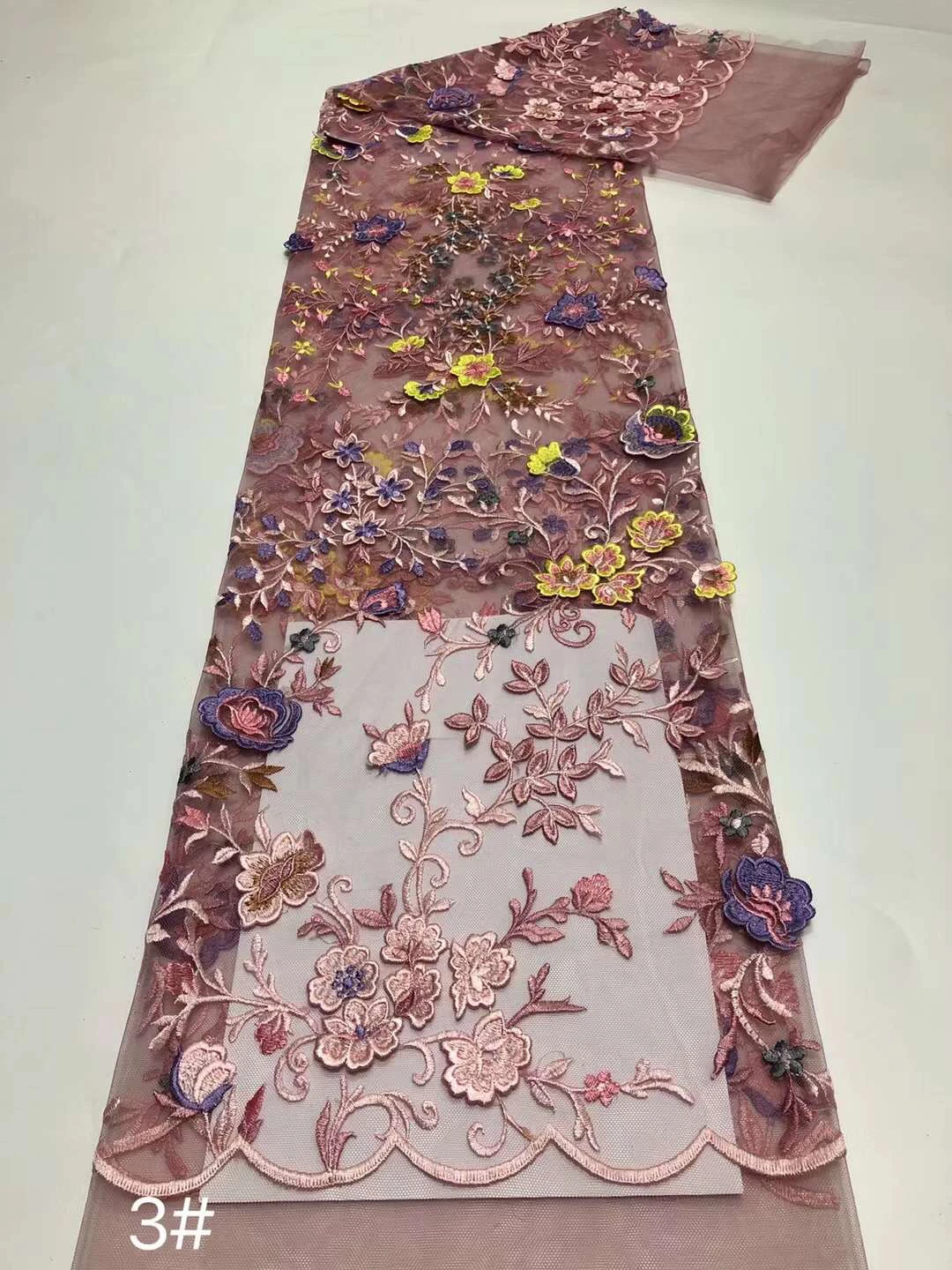 Най-новата Африканска Шевна тюлевая плат от Високо качество, луксозно бродерия 2023, Сетчатое дантела с разноцветни флорални вечерна рокля