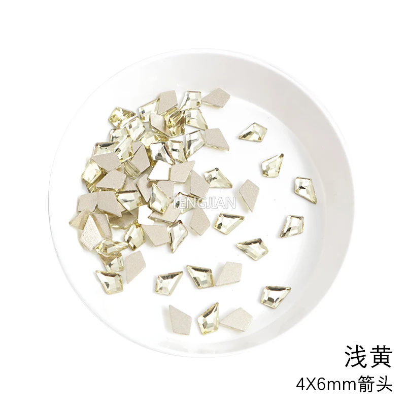 Стрелка 4X6 мм, Красиви стъклени кристали, кристали за дизайн на ноктите с плоска задна част, 12 цвята, 3D декорации за маникюр 