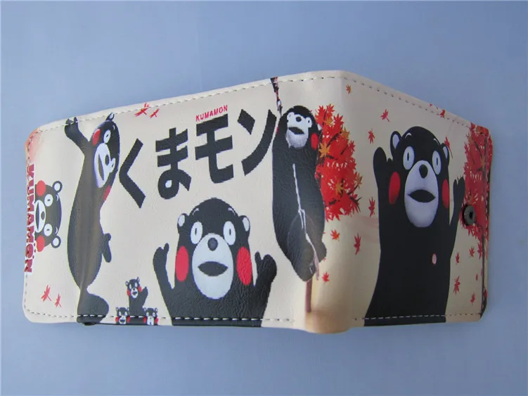 Японски талисман Кумамон ПУ Кратък чантата си Аниме държач за карти портфейл