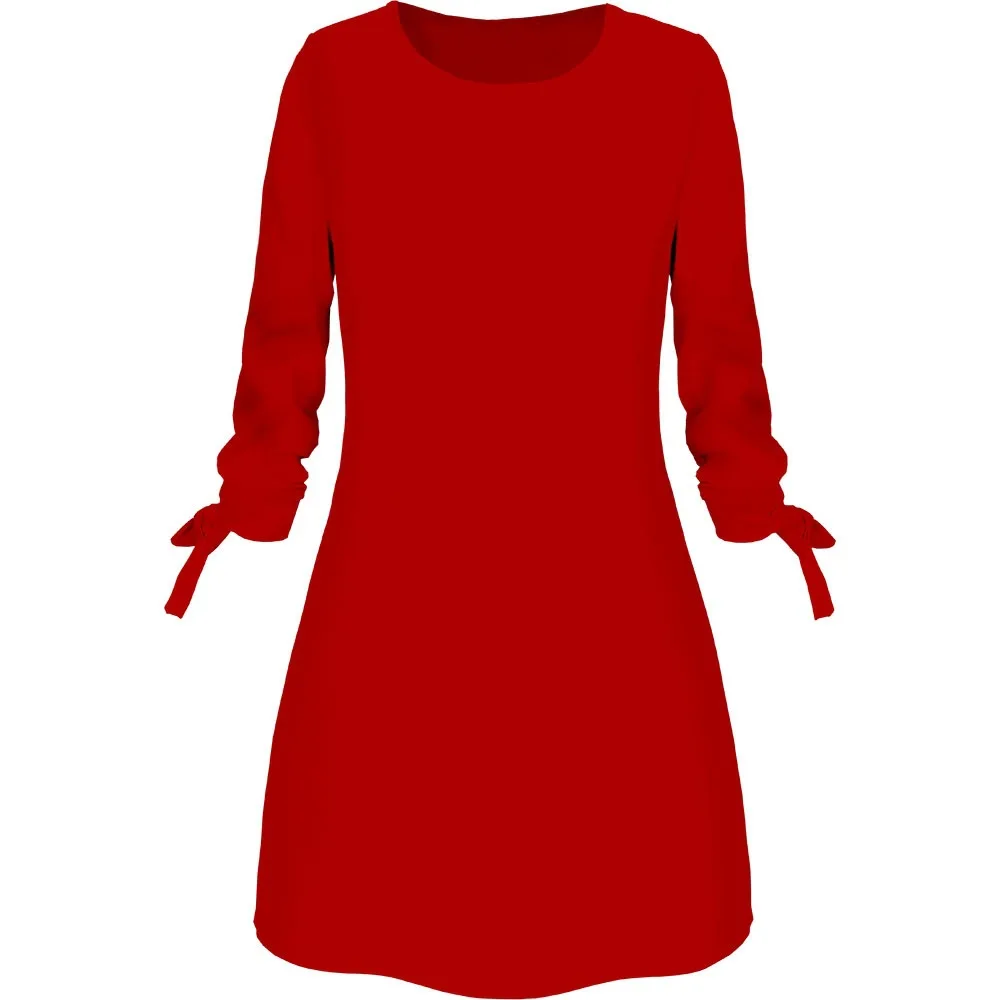 Дамски Ежедневни рокли в лятната винтидж стил, с кръгло деколте, обикновен и удобен, с дължина до коляното