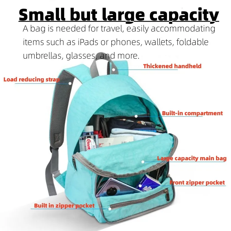 Дамски косметичка за грим, водоустойчиви спортни чанти на открито, преносим сгъваема раница за пътуване в самолет, училищен раница с голям капацитет