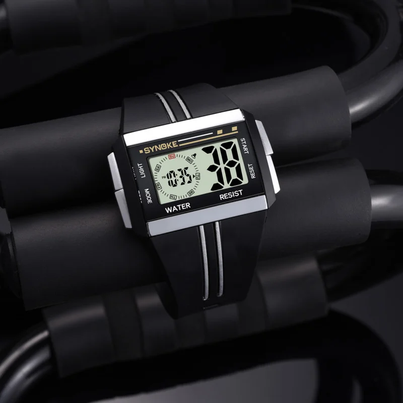 Електронни часовници за мъже, пластмасова каишка за спорт на открито, многофункционални флуоресцентни водоустойчив мъжки електронни часовници