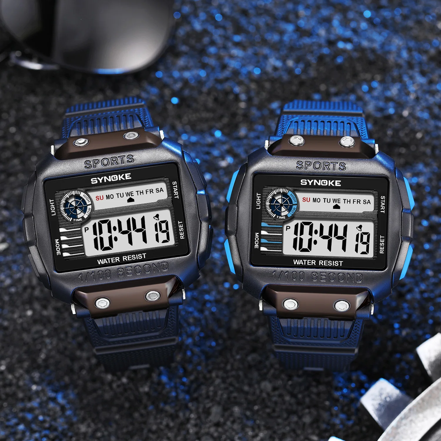 SYNOKE Нови мъжки спортни електронни часовници с голям екран 5ATM, водоустойчиви цифрови часовници, спортни часовници за мъже, мултифункционални ръчни часовници