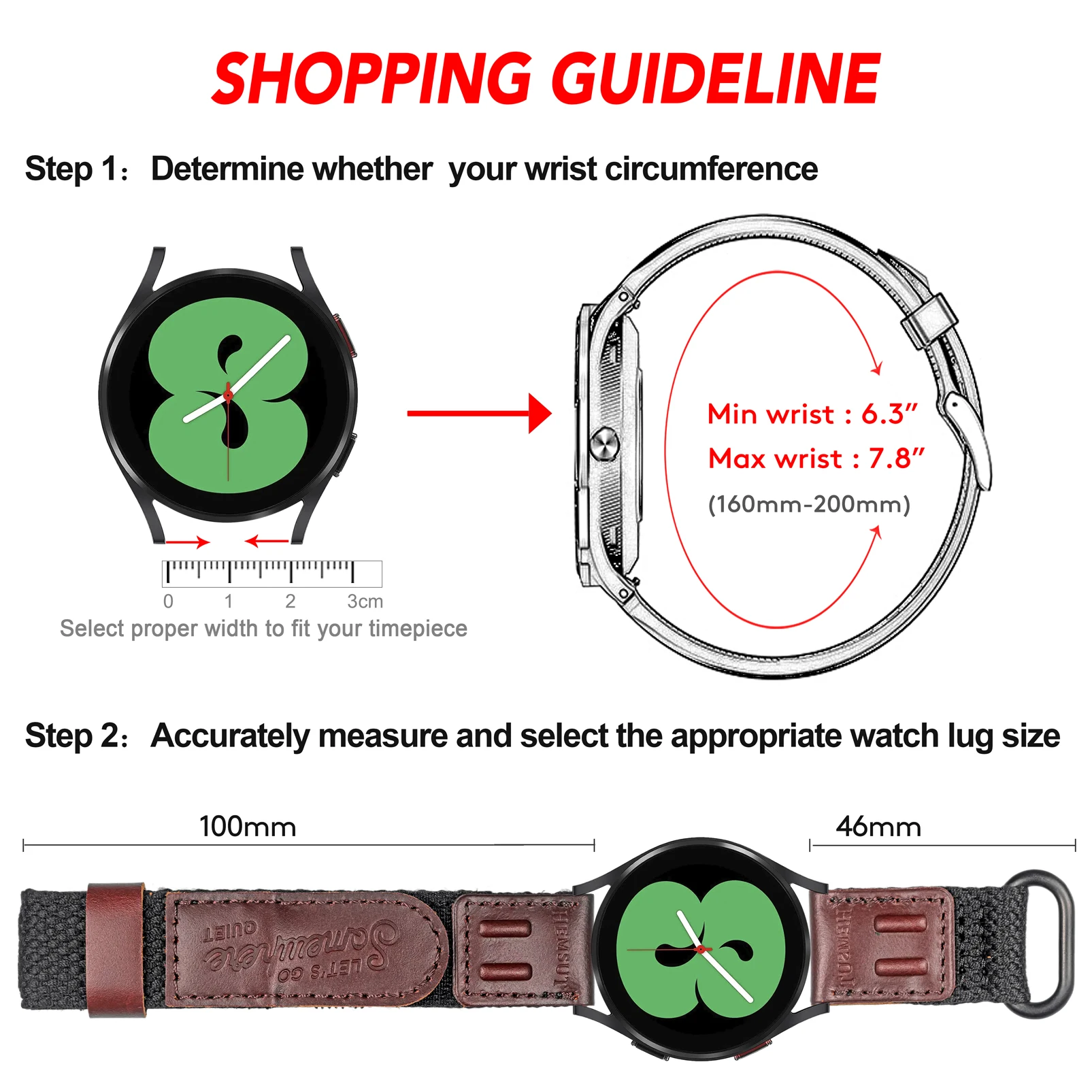 Каишка за часовник Hemsu за Galaxy Watch 5 на 45 мм 44 мм Samsung Active 2 Каишка за ръка за часовника 40 мм Watch 4 Взаимозаменяеми каишка 42 мм и 46 мм Watch3 20 мм и 22 мм