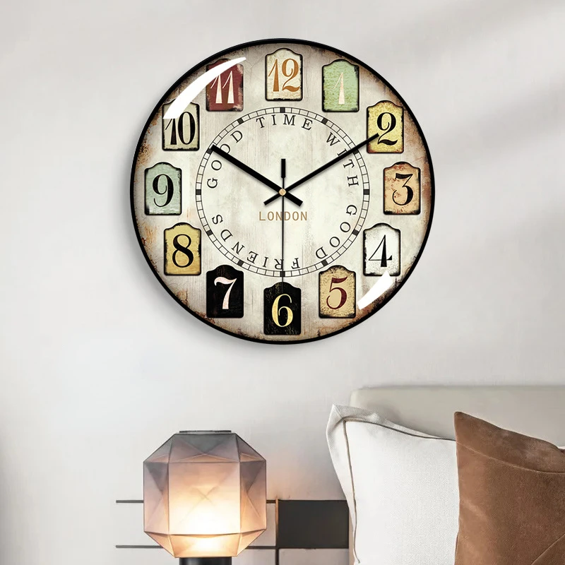 Творчески стенни часовници в скандинавски стил, ретро стил, Прости часовници за всекидневна, стенни декорации от изогнутого стъкло, дигитални стенни часовници