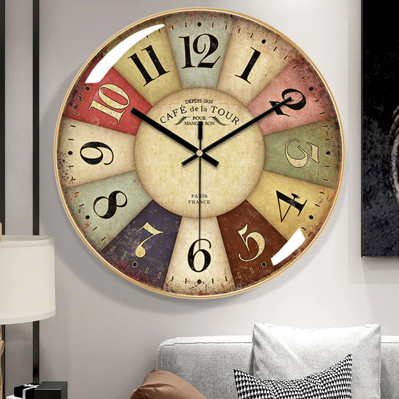 Творчески стенни часовници в скандинавски стил, ретро стил, Прости часовници за всекидневна, стенни декорации от изогнутого стъкло, дигитални стенни часовници