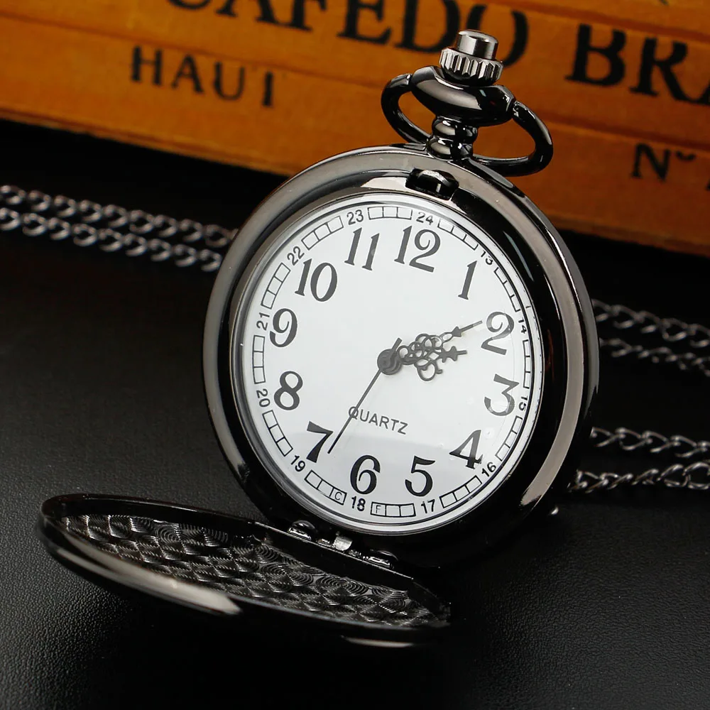 Модерен Класически Черен кварцов джобни часовници, Индивидуално колие с логото, Детски Мъжки Дамски Реколта 80 см джобен часовник с веригата